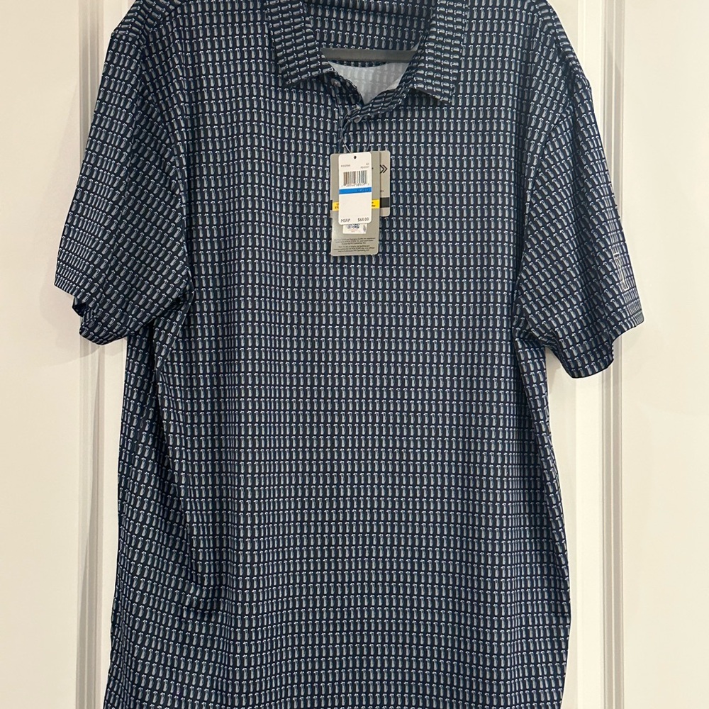 PGA Tour Navy Geometric Print Polo
